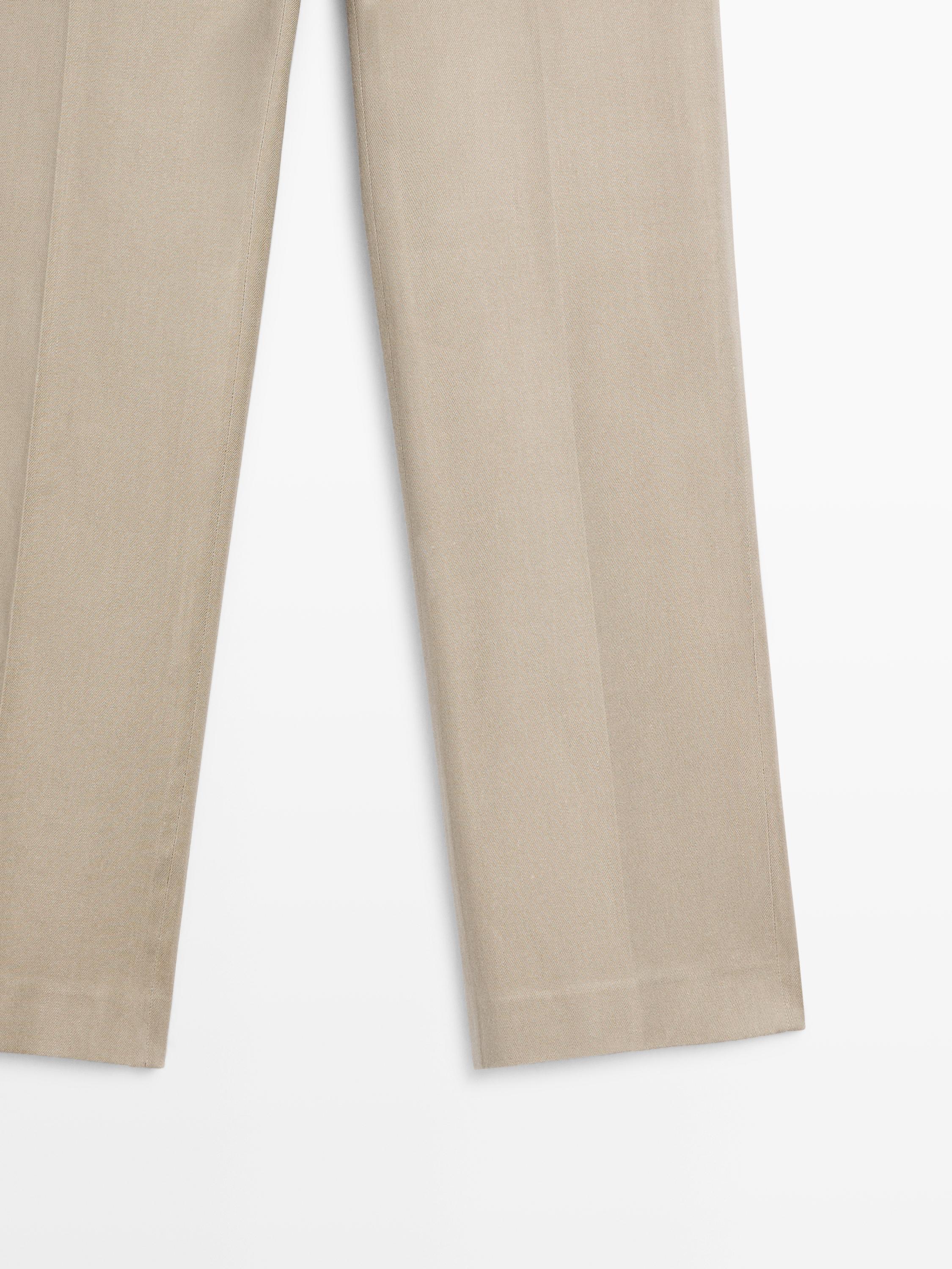 Straight-leg linen blend trousers